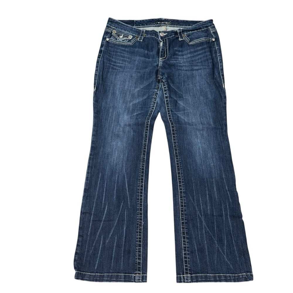 Seven 7 Luxe Women’s Size 18 Blue Flared Medium-Rise Stretch Warp Denim Jeans